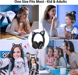 Bluetooth-koptelefoons voor kinderen, draadloze koptelefoons, koptelefoons met kattenoortjes en ledverlichting, opvouwbare stereo Bluetooth-koptelefoons, draadloze koptelefoons voor kinderen met microfoon — thumbnail 2