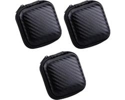 Ronte - Opbergdoos voor hoofdtelefoon, harde beschermhoes - Set van 3 - Opbergdoos voor mini-hoofdtelefoon - Vierkante beschermbox - Hoofdtelefoontas