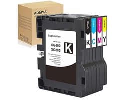 Aomya 4 Pack SG400 SG800 Sublimatie Inktcartridge Warmteoverdracht Compatibel voor Ricoh SG3100 3100SNW 3110 3110DN 3110DNW 3110SFNW 3110SNW 7100 7100DN 2100 21OON 2010L SG400 SG800