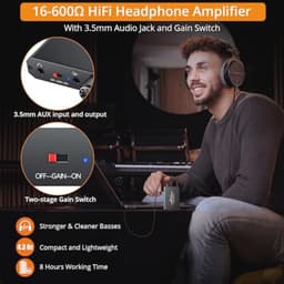 Hoofdtelefoonversterker 3,5 mm Draagbare Hifi Versterker met Versterkingsschakelaar — thumbnail 2