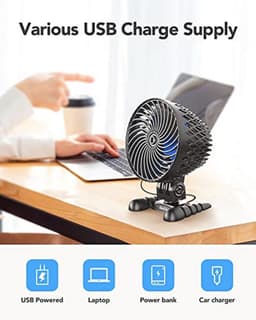 USB Bureauventilator - Draagbare Mini Ventilator met Variabele Snelheid voor Kantoor, Slaapkamer en Thuis — thumbnail 3
