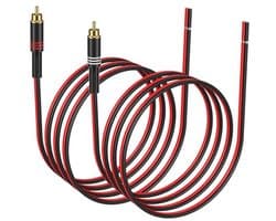 RCA naar Speaker Draad Adapter - 2 Pack 20AWG 2m - RCA Male naar Onbeveiligde Speaker Draad Verbinder voor Repareren van Speaker Kabels