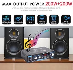 HiFi versterker met Bluetooth 5.0, mini audio versterker voor thuisbioscoop en karaoke — thumbnail 3