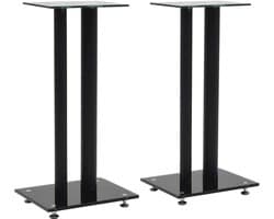 vidaXL - Speakerstandaarden - zuil-ontwerp - gehard - glas - zwart - 2 - st