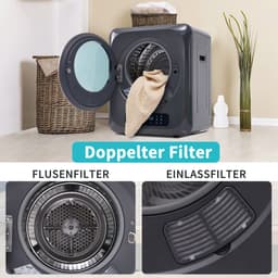 Re-purelife® Compacte Wasdroger met UV-Desinfectie - 6 Programma's - 3-4 kg Capaciteit - Geschikt voor Opbouw of Opstelling - Stille Werking & Helder LED-Display - Grijs — thumbnail 3