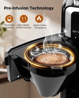 Aigostar Savor - Koffiezetapparaat met ingebouwde koffiemolen - 1.5L - Aromaselectie - Digitaal Display - Warmhoudfunctie - 24-uurs Timer - 1400W - Zwart — thumbnail 4