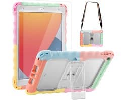Kindvriendelijke iPad 10.2" Hoes met Schouderriem en Schermbeschermer - Schokbestendig Silicium