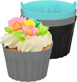 Bakvormen - 6 Stuks - Ovenschaal - Airfryer Accessoires - Siliconen - Bakje - Non-Stick - 8*8*5cm - Zwart + Grijs + Blauw — thumbnail 7