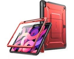 Beschermende Hoes voor iPad 10.9 Inch (2022) met Ingebouwde Screenprotector, Vouwstandaard en Pennenkoker - Allround Bescherming voor iPad 10e Generatie (Rood)