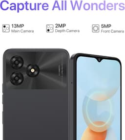 Mobiele telefoon Android 13, 64 GB, 6,52 inch HD+, Dual SIM, 4G, 5000 mAh met Face ID en GPS — thumbnail 4