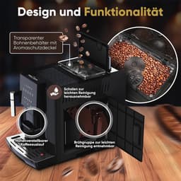 Volautomatische koffiemachine met melkopschuimer en conische koffiemolen | 1,8 liter waterreservoir | Voorverwarmfunctie | Touch display — thumbnail 3