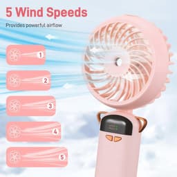 Draagbare Handventilator met Waternevel en Oplaadbare Batterij - 5 Snelheden en Digital Display — thumbnail 4
