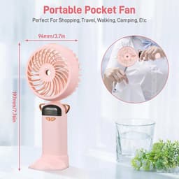 Draagbare Handventilator met Waternevel en Oplaadbare Batterij - 5 Snelheden en Digital Display — thumbnail 5