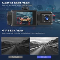 1080P WiFi Dashcam - Drie Lenzen - Driekanaals Dashcam voor en Achter, Geschikt voor Gebruik Binnenshuis - Parkeermodus - Nachtzicht - Auto camera - Dashcam voor Auto - Ondersteunt Loopopname, Nachtzicht, 150° Groothoeklens en Bewegingsdetectie — thumbnail 5
