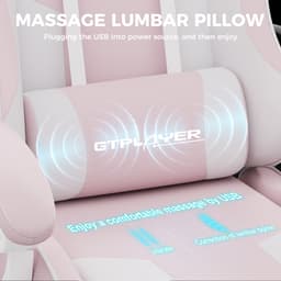 GTPLAYER Gamingstoel 135° verstelbaar, ergonomisch, met uitschuifbare voetsteun - Roze stof — thumbnail 3