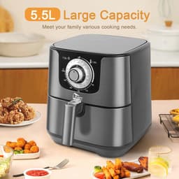 5,5 L Airfryer met Voorverwarmen en Warm Houden - Vetarm, Knapperig Koken voor 2-8 Personen — thumbnail 3