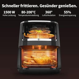 Compacte AirFryer 4.3 Liter met Digitale Touch Display, 1500 Watt en 8 Voorinstellingen — thumbnail 3