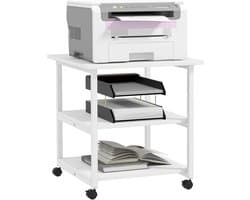 Verrijdbare Printerkast met 3 Niveaus en Opbergruimte voor Kantoor