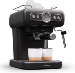 Klarstein Espresso Portafilter Machine met Melkopschuimer - 1 -2 L Retro Mini Espresso Machine met Portafilter - 950 W Klein Koffiezetapparaat - Roestvrij Staal Koffiezetapparaat voor Cappuccino - Zwart — thumbnail 5