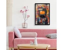 Fotolijst incl. Poster - Televisie - Graffiti - Mens - Kleuren - 40x60 cm - Posterlijst