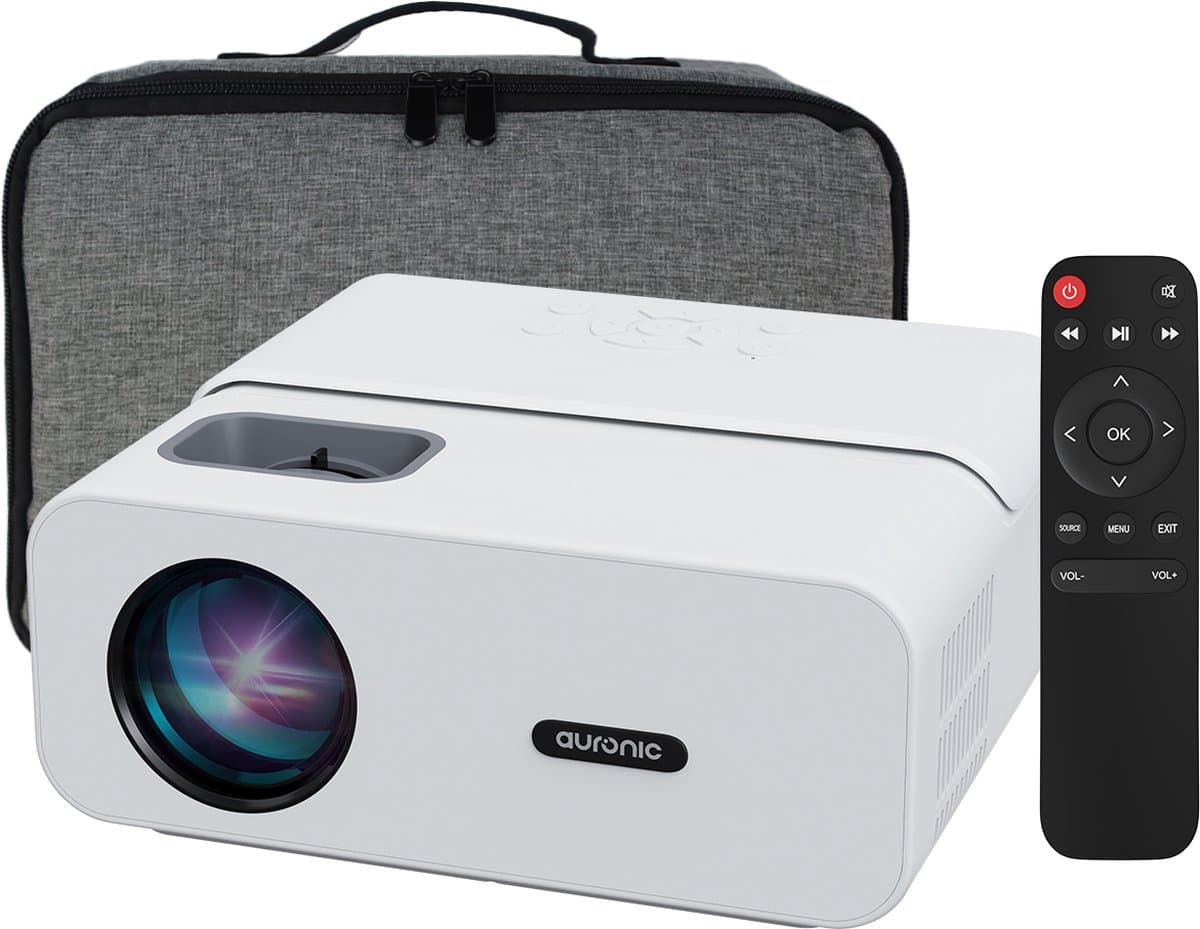 Auronic Beamer 10.000 Lumen - WiFi Projector - 1080P Full HD Streamen vanaf je telefoon - Smart Mini Beamer - HDMI-kabel - Afstandsbediening - Wit — afbeelding 1