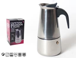 Zilveren percolator / espresso koffie apparaat voor 9 kopjes RVS - Koffiezetapparaat - Koffiezetter voor camping/caravan - Cafetiere — thumbnail 2