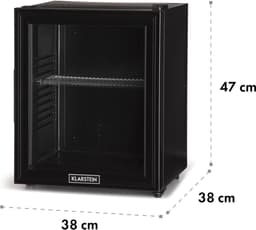 Klarstein Mini-Koelkast Brooklyn 24 Glazen Deur LED 23L - Minikoelkast Drankkoeler Hotelkoelkast - voor Hotelkamer voor Slaapkamer voor Studentenkamer - Compact - Mini Fridge - Kleine Koelkast - Compact Koelkast — thumbnail 3