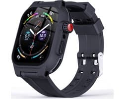 Case Full Protection + Siliconen Bandje Zwart Geschikt voor Apple Watch 7/8/9 45MM