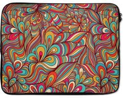 Laptophoes 15.6 inch - Design - Jaren 70 - Fantasy - Kleur - Laptop sleeve - Binnenmaat 37x26 cm - Zwarte achterkant