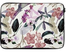Laptophoes 13 inch - Jungle - Bloemen - Vintage - Patronen - Laptop sleeve - Binnenmaat 32x22,5 cm - Zwarte achterkant