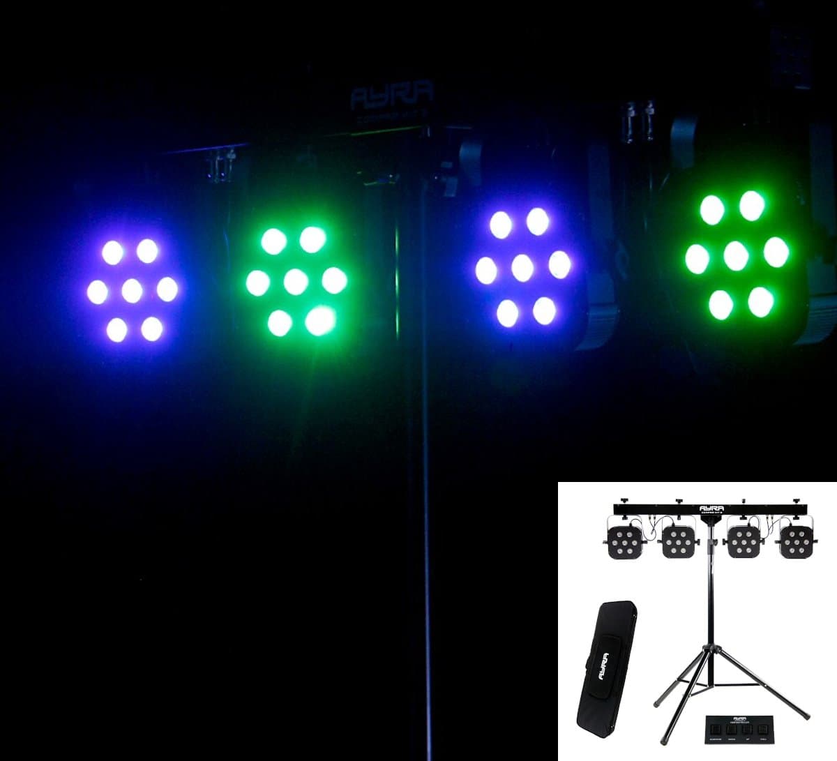 LED lichtset - incl. statief, koffer, tas en voetcontroller - Multikleur Ayra ComPar Kit 2 — afbeelding 1