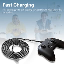 Micro-USB Kabel voor Xbox 2m Nylon Gevlochten USB-A naar Micro-B [2 Pack] van MMOBIEL – Micro USB Oplaadkabel voor Xbox Controllers 18W 480Mbps – Micro Oplaadkabel - Gaming Accessoires – Wit / Zwart — thumbnail 4