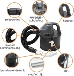 Perel Mini-aszuiger, haardzuiger, stofzuiger voor as, open haard, barbecue, droogzuiger met flexibele slang 0.3 m, HEPA-filter, zuigfunctie, zonder zak, 600 W, 4 L — thumbnail 4