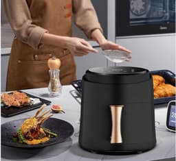Airfryer - Grote Capaciteit - Inhoud 8L - Multifunctionele Friteuse - Heteluchtfriteuse - Temperatuurregeling - 220-240V - Oven - Grill - Defrost Function - Zwart — thumbnail 4