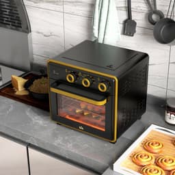 ZYLARO Airfryer oven - Vrijstaande Elektrische Oven - AirFryer, Bakken, Grillen en meer - 20 Liter - 1400 Watt - Vintage metaal zwart en geel — thumbnail 6