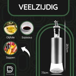 Duraliving® Olijfolie fles met schenktuit Premium - Oliefles met Schenktuit - Olie fles Glas - BBQ Accesoires - Airfryer - Olie Sprayer - Set van 2 — thumbnail 6