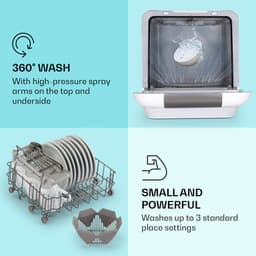 Klarstein Vaatwasser mini- voor 3 couverts, stille inbouwvaatwasser, compact met 7 wasprogramma's, kleine tafelmodel vaatwasser voor thuis, kantoor, camping, mini-vaatwasser met wateraansluiting - 6L 42 cm - Touch Vrijstaand — thumbnail 5