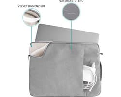 Coverzs Luxe Laptoptas - Laptophoes 15.6 inch & 17 inch - Laptoptas dames / heren - Laptophoes geschikt voor macbook & laptops - Laptop sleeve / hoes / hoesje / tas - Tas laptop - Aktetas - Computertas - Met handvat (Grijs)
