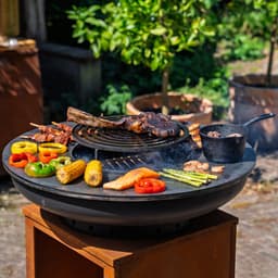 RJRoyal Living BBQ Plancha Grill Hermano XXL Blackline Cortenstaal - Met pook en houtopslag Ø80cm 8mm — thumbnail 2