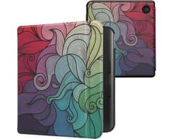 kwmobile e-reader hoesje geschikt voor Kobo Libra Colour hoes - E reader flip case met magnetische sluiting - Ereader cover - Kleurrijk design in roze / blauw / groen