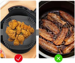 2 x Airfryer bakplaat - Dubbele uittrekmand - 16,3*16,3 cm - Grijs - Siliconen hittebestendige mal met handgrepen aan beide zijden — thumbnail 7