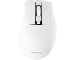 Xssive MS4 Stille Draadloze Muis voor Laptop, Tablet, Telefoon, PC - Bluetooth + Draadloos 2.4G Dongle - Ergonomisch - Wit
