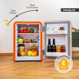 TZS First Austria Mini koelkast - Minibar - 40 liter - Vrijstaand - Volledig stil 22dB - Retro - Oranje — thumbnail 3