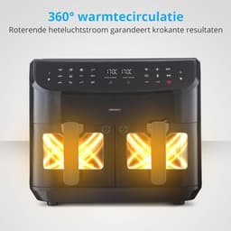 XXL Heteluchtfriteuse met 2 Kamers en 8,7 Liter Capaciteit – 9 Automatische Programma's en Kijkvenster — thumbnail 3