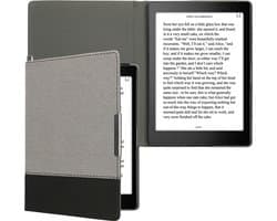 kwmobile hoes geschikt voor Kobo Aura ONE - Canvas beschermhoes in donkergrijs / zwart - Voor e-reader -