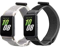 kwmobile Horlogebandjes geschikt voor Samsung Galaxy Fit 3 - 2 x Nylon Smartwatch bandje in zwart / donkergrijs / groen.