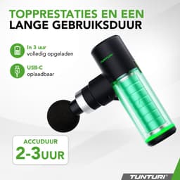 Tunturi MG30 Massage Gun Mini - Oplaadbaar massageapparaat - Massage pistool - Incl. 4 opzetstukken en koffer - Kleur: zwart — thumbnail 2