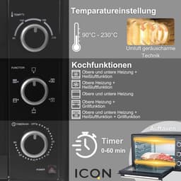 Mini oven 50 liter met circulerende lucht en braadspit — thumbnail 3