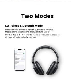 UGREEN HP202 HiTune Max5 Hybrid ANC Draadloze Koptelefoon Bluetooth 5.0 Zwart — thumbnail 3