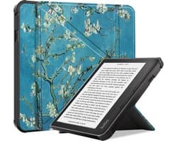 Hoes Geschikt voor Kobo Libra 2 - E-reader Bescherm Hoesje Case Sleep Cover Trifold - Hoes Geschikt voor Kobo Libra 2 Hoesje - Bloesem